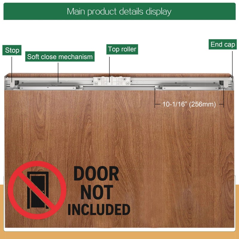 DIYHD 38" Concealed Sliding Door Hardware Kit with Soft Close & Floor Rail, Light Weight Hidden Track Wall Mount System for Openning Width Up to 30", No Door Included - Image 5